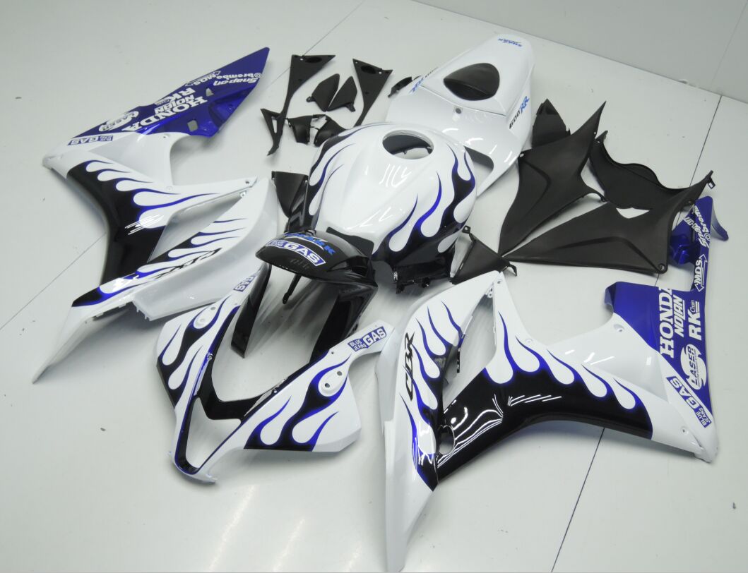 CBR600RR 2007 2008 WHITE AND BLUE FLAME