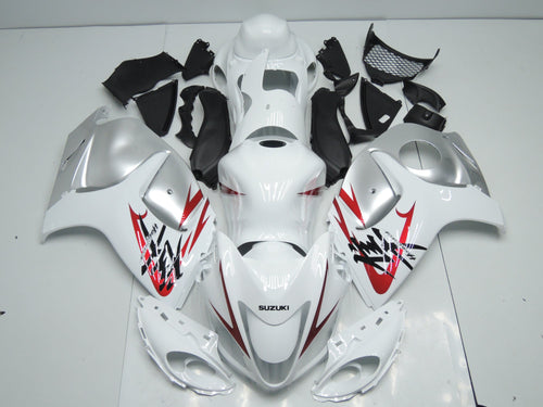 GSX R1300 HAYABUSA 2008 2016 WHITE AND SILVER WITH RED STRIPE