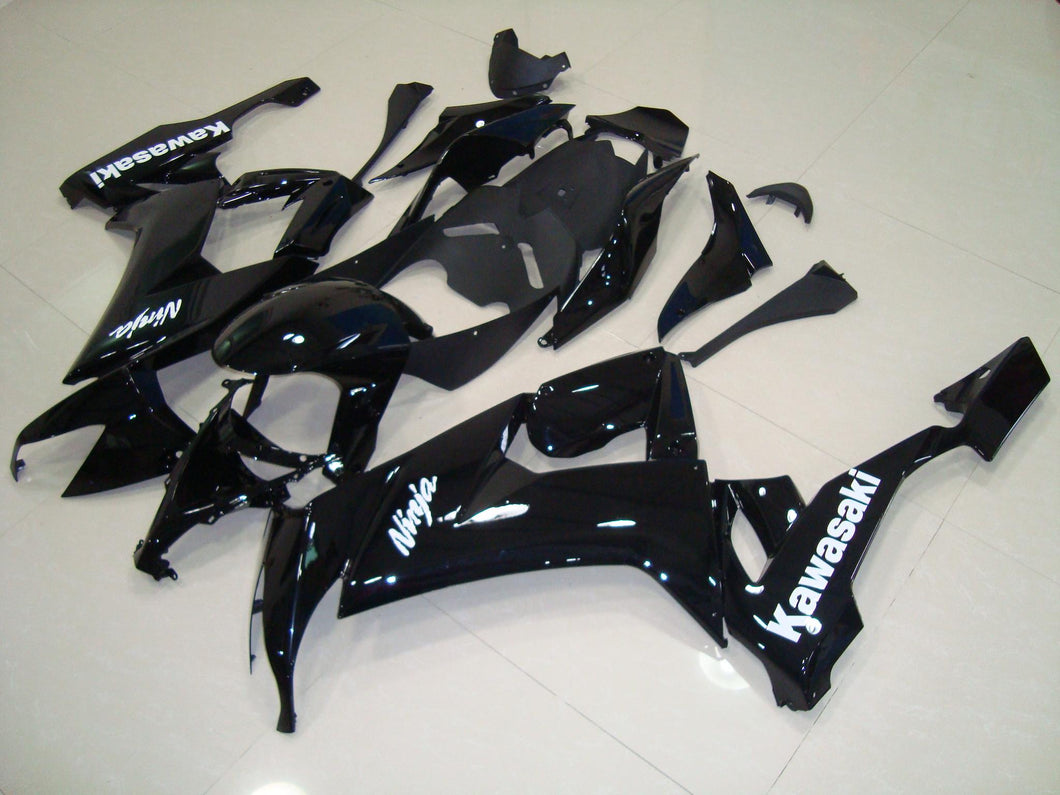 ZX 10R 2008 2010 ALL GLOSS BLACK WITH WHITE STICKER